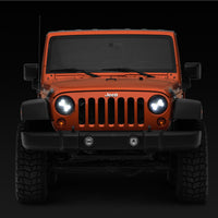 Raxiom 97-18 Jeep Wrangler TJ/JK Axial Spider LED פנס עם Amber DRL- Chrome Hsng (עדשה שקופה)