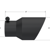 MBRP חוד אוניברסלי 4.5 אינץ' OD 3 אינצ' כניסת אורך 8 אינץ' קצה פליטה זווית דופן - שחור