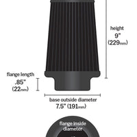 מסנן אוויר אוניברסלי של Airaid - קונוס 6 x 7 1/4 x 5 x 9 - כחול SynthaMax