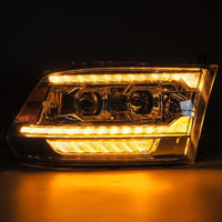 AlphaRex 09-18 Dodge Ram 2500 LUXX LED Proj פנסי Plank Style Chrm w/Activ Light/Seq Signal/DRL