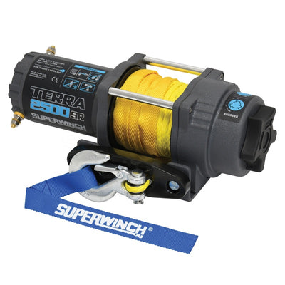 Superwinch 2500 LBS 12V DC 3/16in x 40ft חבל סינטטי Terra 2500SR כננת - קמט אפור