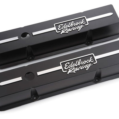 Edelbrock Valve Cover Racing Series שברולט 1959-1986 262-400 CI V8 Low Black