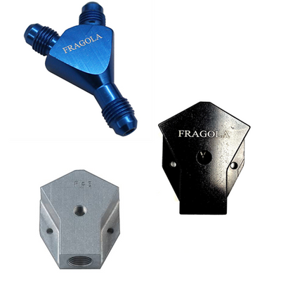 Fragola Y-Fitting -16AN Inlet Male x -12AN Male Outlets שחור
