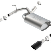 Borla 12-14 Jeep Wrangler JK 2/4Dr Rr Section ATAK Single Square Rlld אגזוז כרום שחור בחיתוך זווית