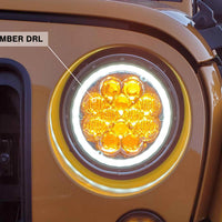 Raxiom 97-18 Jeep Wrangler TJ/JK Axial Spider LED פנס עם Amber DRL- Chrome Hsng (עדשה שקופה)