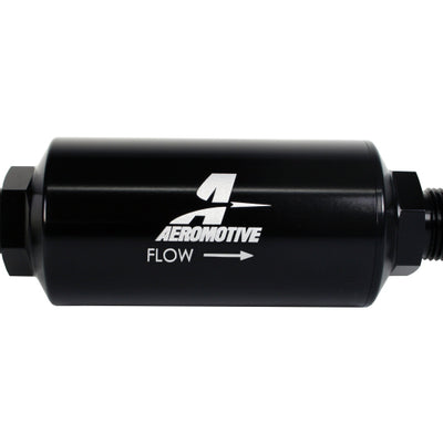 מסנן Aeromotive In-Line - גודל AN -10 זכר - אלמנט מיקרוגלאס 10 מיקרון - שחור טבילה בהיר