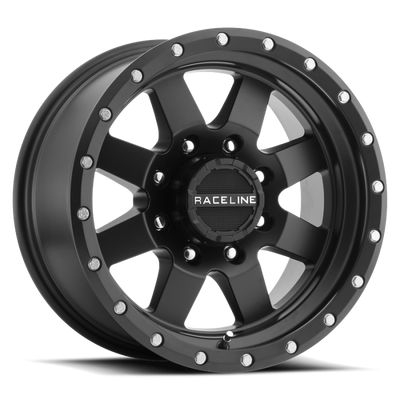 Raceline 935B Defender 17x9in / 8x165.1 BP / -12mm Offset / 130.81mm Bore - Satin Black Wheel
