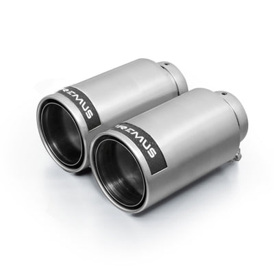 סט צינור זנב של רמוס נירוסטה 98 מ"מ מלוטש עם הוספת פחמן (זוג)