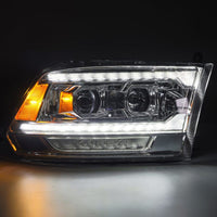 AlphaRex 09-18 Dodge Ram 2500 LUXX LED Proj פנסי Plank Style Chrm w/Activ Light/Seq Signal/DRL