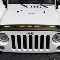 AVS 2007-2018 Jeep Wrangler JK Aeroskin Low Profile Hood Shield עם אורות - שחור