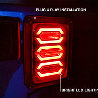 Raxiom 07-18 ג'יפ רנגלר JK LED פנסים אחוריים- בית שחור (עדשה מעושנת)