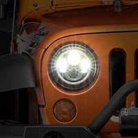 Raxiom 97-18 Jeep Wrangler TJ/JK Axial Halo Fronts with DRL Amber Signals- Blk Hsng (Clear Lens)