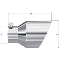 MBRP Universal T304 קצה נירוסטה 3on ID / 5in OD Out / 8in אורך זווית חיתוך קיר כפול
