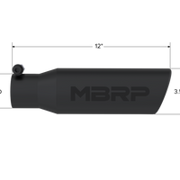 MBRP Universal Tip 3in OD Angled Rolled End 2 כניסת 12 אורך - גימור שחור