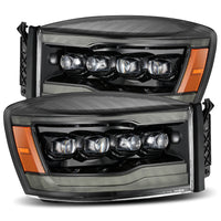 AlphaRex 06-08 Ram 1500HD NOVA LED Proj פנסי Plnk Style Alpha Blk w/Seq Signal/DRL/Amber LED