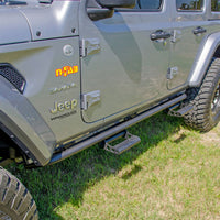 N-Fab RKR Rails 2018 Jeep Wrangler JL 4 Door Dab אורך - שחור מבריק - 1.75in