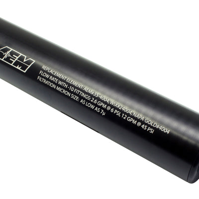 AEM Universal High Flow -10 AN מסנן דלק שחור מוטבע