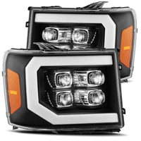 AlphaRex 07-13 GMC 1500HD NOVA LED Proj פנס ​​קרש סגנון מבריק Blk w/Activ Light/Seq Signal/DRL