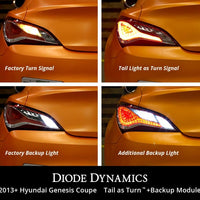 Diode Dynamics 13-16 יונדאי ג'נסיס קופה זנב כמו סיבוב + מודול גיבוי (USDM) שלב 2