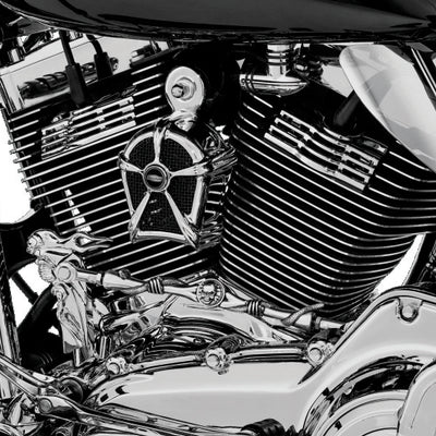 Kuryakyn Mach 2 כיסוי קרן כרום עם רשת שחורה