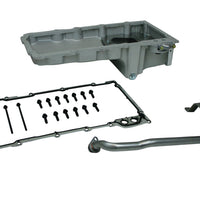 Moroso GM LS Swap (עם שקע אחורי ומתאם מסנן שמן ספין-על) בור רטוב 6qt 5.75 אינץ' מחבת שמן אלומיניום