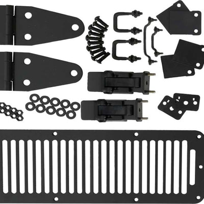 קנטרול 78-95 ג'יפ CJ/רנגלר YJ מכסה המנוע עם תופסת מכסה המנוע בסגנון TJ - מעיל אבקה שחור