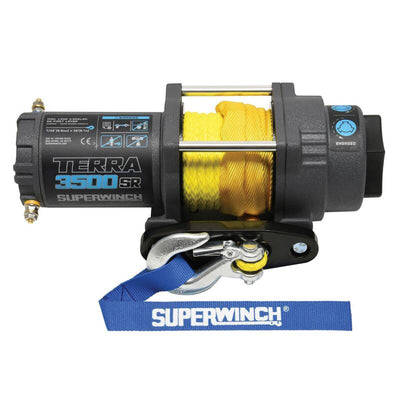 Superwinch 3500 LBS 12V DC 7/32in x 32ft חבל סינטטי Terra 3500SR כננת - קמט אפור