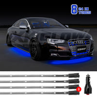 XK Glow Tube צבע יחיד Underglow LED הדגשה ערכת רכב/משאית כחול - 8x24 אינץ'