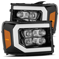 AlphaRex 07-13 GMC 1500HD NOVA LED Proj פנסי Plank - Jet Black w/Activ Light/Seq Signal/DRL