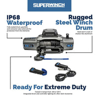 Superwinch 10000 LBS 12V DC 3/8in x 80ft חבל סינטטי SX 10000 כננת