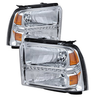Xtune Ford F250/350/450 Super Duty 05-07 פנסי קריסטל עם LED Chrome HD-JH-FS05-LED-C