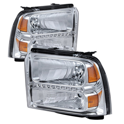 Xtune Ford F250/350/450 Super Duty 05-07 פנסי קריסטל עם LED Chrome HD-JH-FS05-LED-C