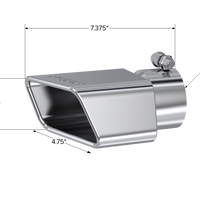 MBRP חוד אוניברסלי 4.50 אינץ' x 2.75 אינץ' מזהה מלבן חיתוך זווית 3 אינץ' פתח פתח OD 7 אינץ' Lgth T304 צד הנוסע