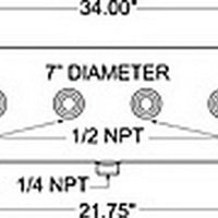 מיכל אוויר Firestone 5 ליטר 7 אינץ'. x 34 אינץ'. (6) 1/2 אינץ'. יציאות NPT 150 PSI Max - שחור (WR17609248)