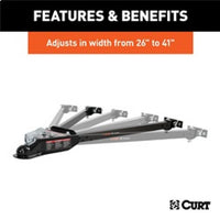 מוט גרירה RockJock Curt עם זרועות ברוחב מתכוונן תושבת לרכב 2 אינץ' כדור 5000 פאונד