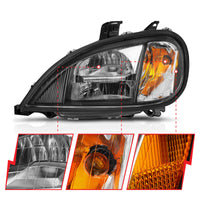 ANZO 1996-2013 Freightliner קולומביה פנסי קריסטל LED שחורים עם עדשה שקופה (זוג)