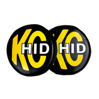 KC HiLiTES 8 אינץ'. כיסוי רך עגול HID (זוג) - שחור עם לוגו KC מוברש צהוב