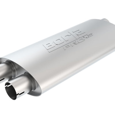 משתיק קול ProXS אוניברסלי של Borla - סגלגל כפול/כפול כניסה/יציאה 2.5 אינץ' צינורות 19inx4inx9.5in case