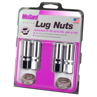 McGard Hex Lug Nut (Drag Racing X-Long Shank) 1/2-20 / 13/16 Hex / 2.475 אינץ'. אורך (4-Pack) - כרום