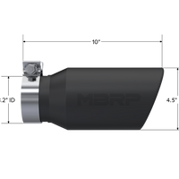 קצה MBRP אוניברסלי 4.5 אינץ' OD / 3.2 אינץ' כניסה / אורך 10 אינץ' / קצה מגולגל בחיתוך בזווית - שחור