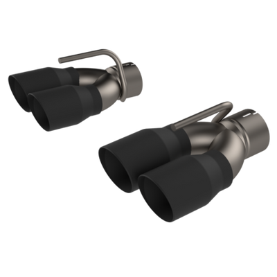 QTP 15-18 Dodge Challenger 6.2L/6.4L 304SS Screamer Exhaust 3in Quad Tip מתאם עם טיפים שחורים