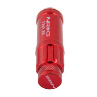 סדרת NRG 700 M12 X 1.25 אום פלדה עם סט כיסוי מכסה אבק 21 יחידות עם מנעולים ושקע נעילה - אדום