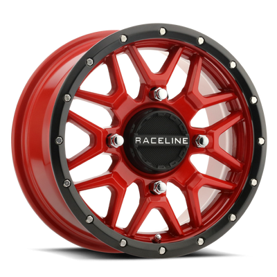 Raceline A94R Krank 14x7in / 4x110 BP / 10mm Offset / 83.8mm Bore - Red &amp; Black Lip Wheel