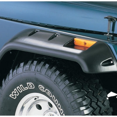 Bushwacker 87-95 Jeep Wrangler Cutout Style Flares 2pc חיתוך אופציונלי לא Renegade - שחור