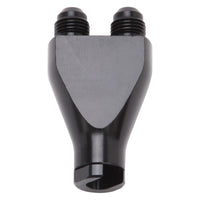 Russell Performance Billet Y-Block מתאם 3/8 אינץ' SAE Qick Disconnect (2) -6AN Male Flare Black