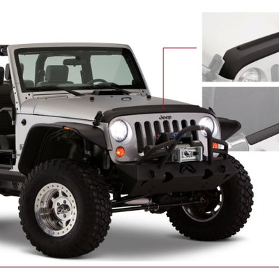 Bushwacker 07-18 Jeep Wrangler Trail Armor Hood &amp; מגן דלת תא המטען לא כולל מכסה מנוע Power Dome - שחור