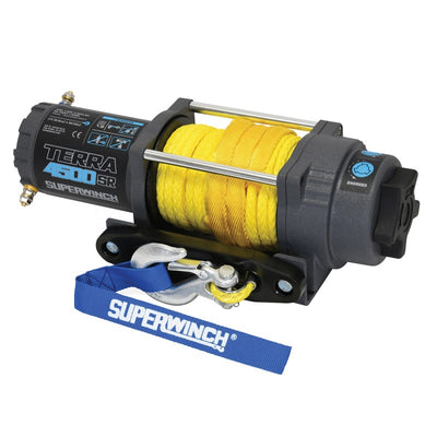 Superwinch 4500 LBS 12V DC 1/4in x 50ft חבל סינטטי Terra 4500SR כננת - קמט אפור