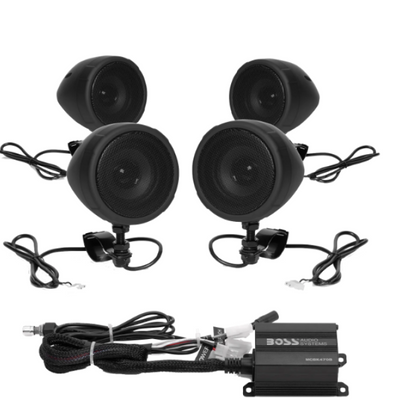 Boss Audio Systems מגבר רמקול לאופנוע/ Bluetooth/ רמקולים 3 אינץ' 2 זוגות- שחור