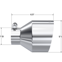 MBRP Universal T304 קצה נירוסטה 2.5 אינץ' מזהה / 5 אינץ' OD Out / 6.5 אינץ' אורך זווית חיתוך קיר יחיד