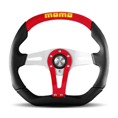 הגה Momo Trek 350 מ"מ - 4 חישורי AirLeather/Brshd Al שחורים